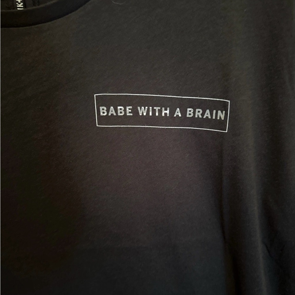 Women’s Tavik Tap Black T-Shirt Features Babe With A Brain Size Medium - Picture 2 of 4